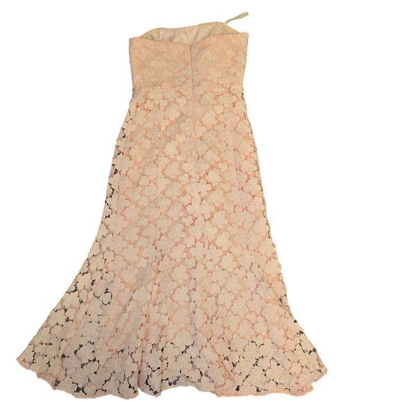 Shoshanna Blush Pink Lace Franklin Midi Dress Strapless Cocktail Formal Gown 6 - Picture 2 of 8